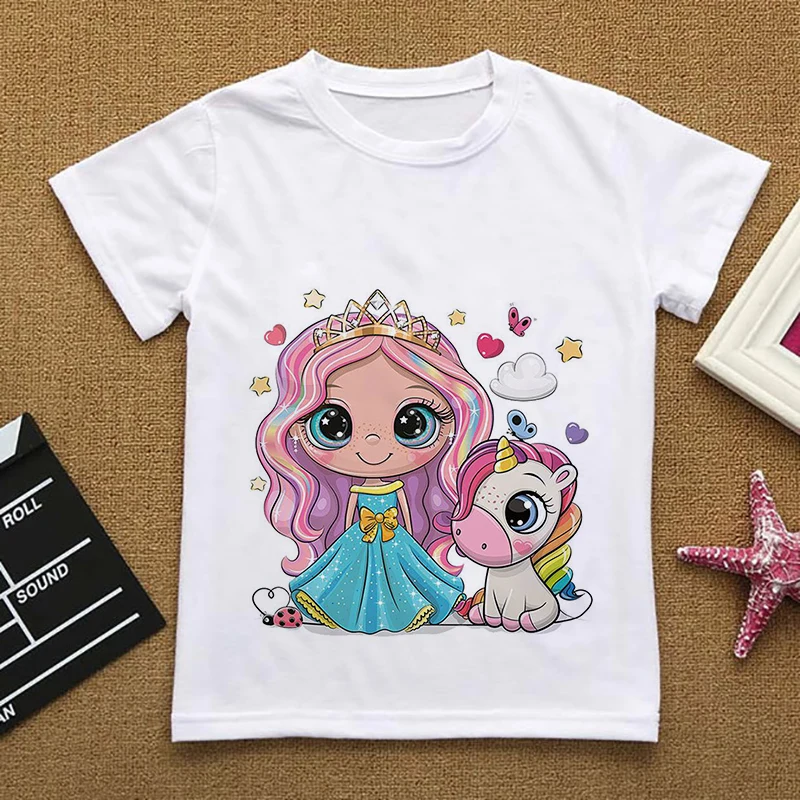 Cute Owl Cartoon Girl  Kids T-shirts Girls Summer Unicorn Clothes Baby T Shirts Children New Sleeve Clothing Graphic T-shirt Tee