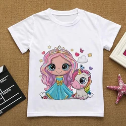 Camisetas de dibujos animados de búho para niñas, ropa de unicornio, camisetas de bebé, ropa de manga, camiseta gráfica