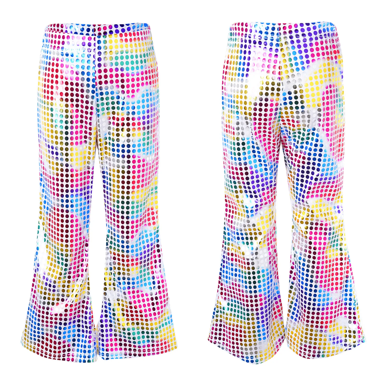 

Kids Boys Girls Jazz Retro Disco Dancing Clothes Hippie Costume Flared Pants Sequins Bell Bottom Trousers Carnival Performance