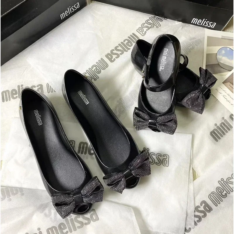 أحذية ميليسا للأطفال من قماش الجيلي صنادل الأميرة ذات الجزء السفلي الناعم مع عقدة فراشة للفتيات والأحذية المفردة للأطفال #3