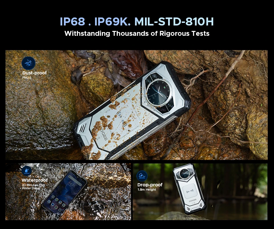 DOOGEE S200 Rugged Phone 5G Dimensity 7050 Octa Core 1.32" AMOLED Rear Display 12GB RAM+256GB ROM 100MP Camera 10100mAh 5G Phone