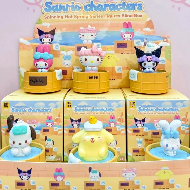 

TOP TOY Sanrio Family Rotating Hot Spring Series Blind Box Figure My Melody Desktop Ornament Kawaii Collectible Gift For Girls