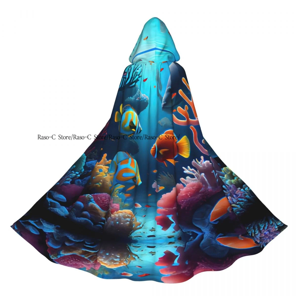 

Двусторонний плащ унисекс с капюшоном для взрослых вампиров, накидка, подводный коралловый риф, морской пейзаж, фон