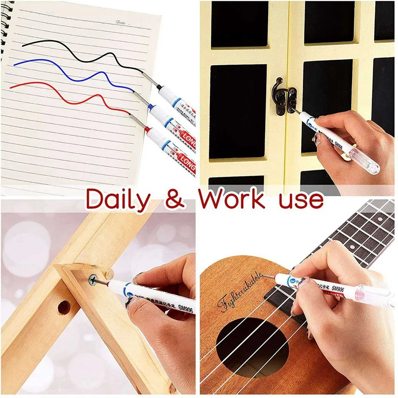 حار TTKK 12 قطعة رئيس طويل حفرة عميقة علامة متعددة الوظائف طويلة الأنف ماركر ثقب الحفر العميق نجار علامة قلم تحديد مقاوم للماء