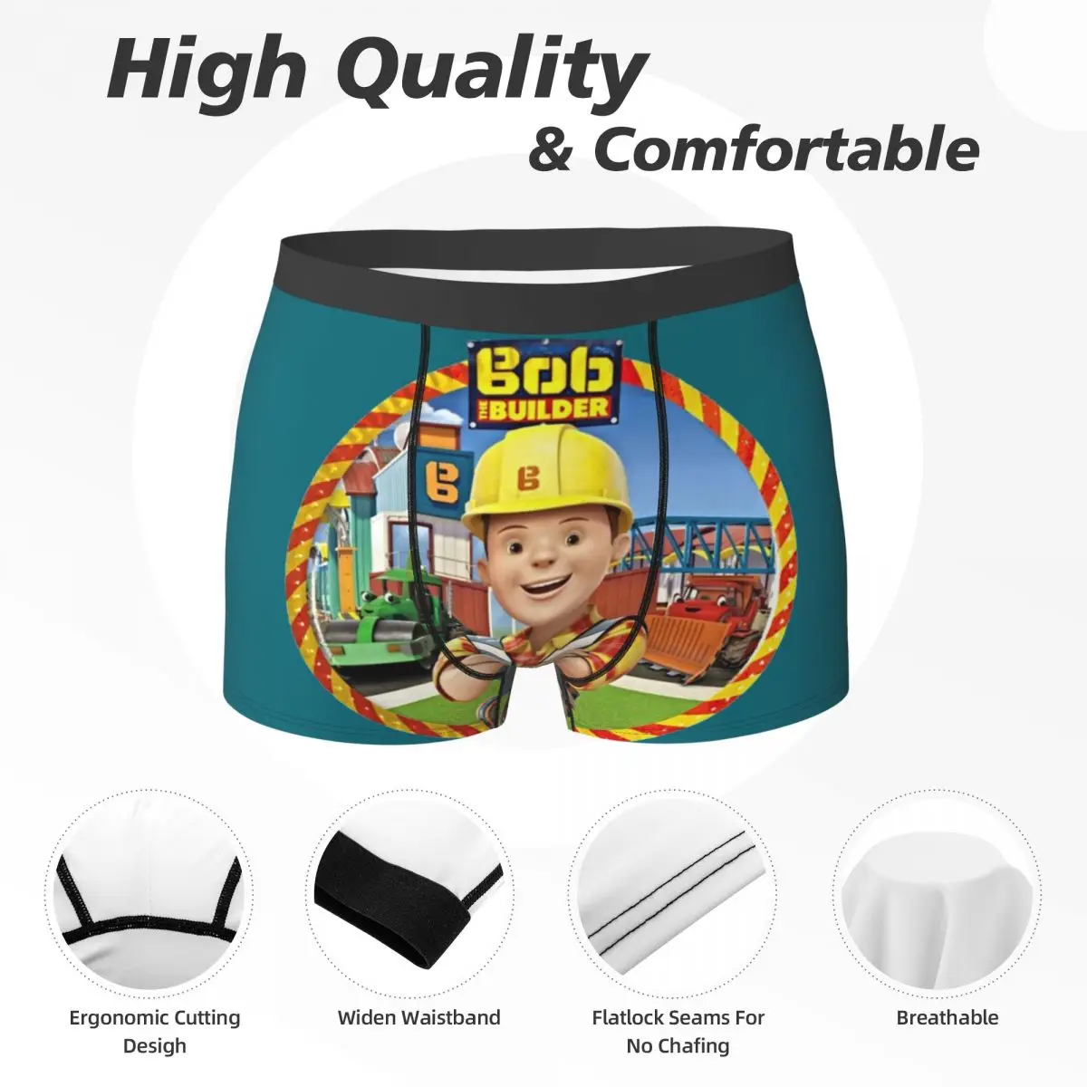 Boxer Underpants Shorts Bob The Builder Panties Men's Soft Underwear for Homme Man Boyfriend Gifts