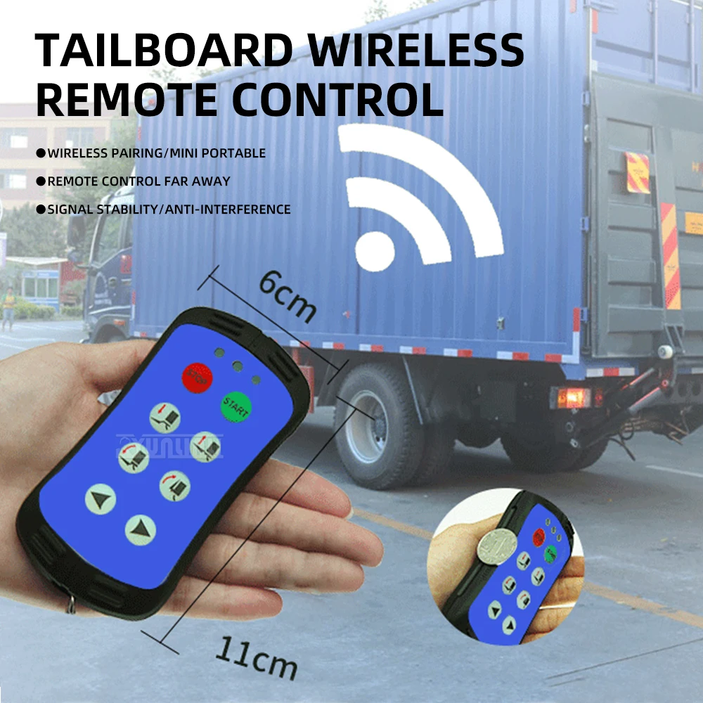 Control remoto inalámbrico industrial para tablero trasero de camión, sistema de control de puerta trasera de elevación hidráulica pequeña
