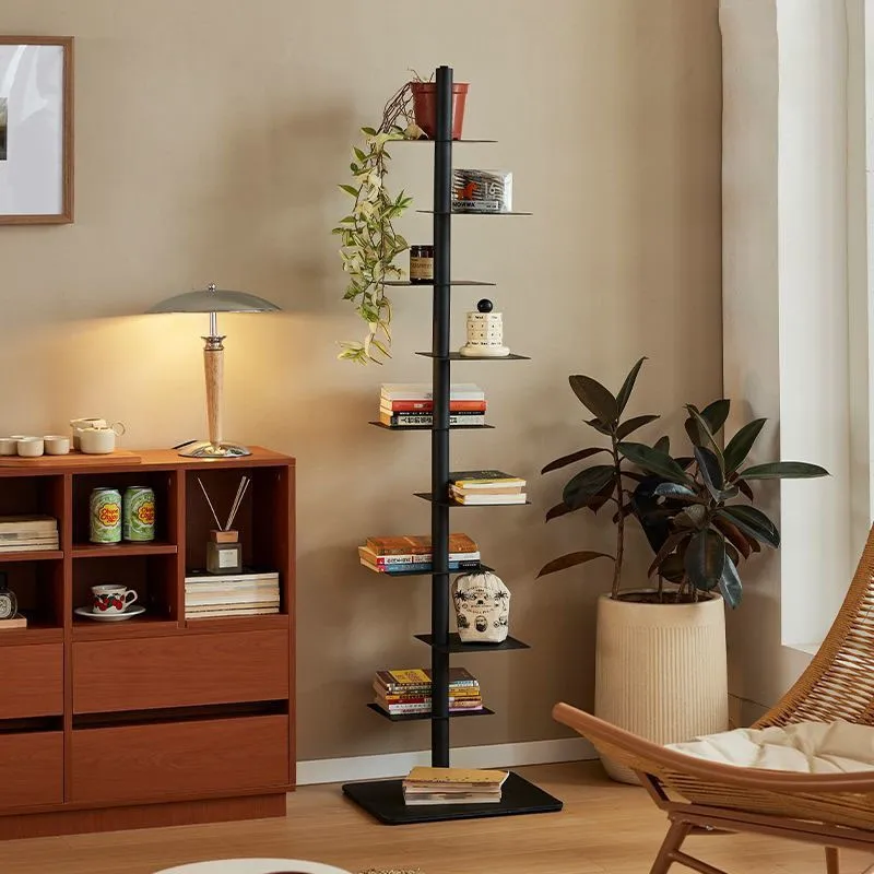 Mooli Iron Living Room Shelf Simple Storage Floor Ins Creative Multi-layer Rotating Invisible Display Shelf Bookshelf