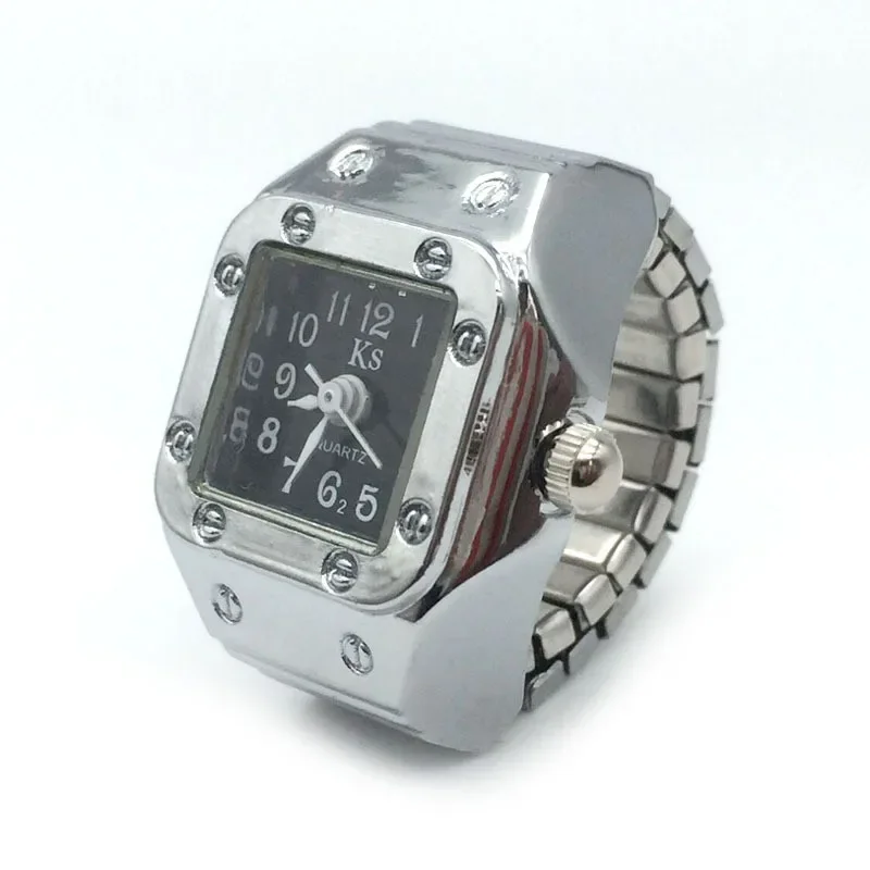 Vintage Punk Finger Watch Mini Alloy Ring for Couples