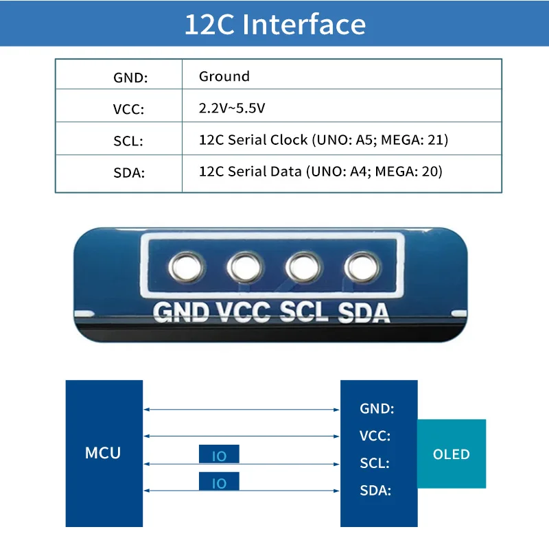 1-10PCS 0.96 Inch OLED Display Module I2C IIC SPI Serial 128X64 SSD1306 LCD 3.3-5V 4 Pin White/Blue/Yellow Blue for Arduino XCW image 3