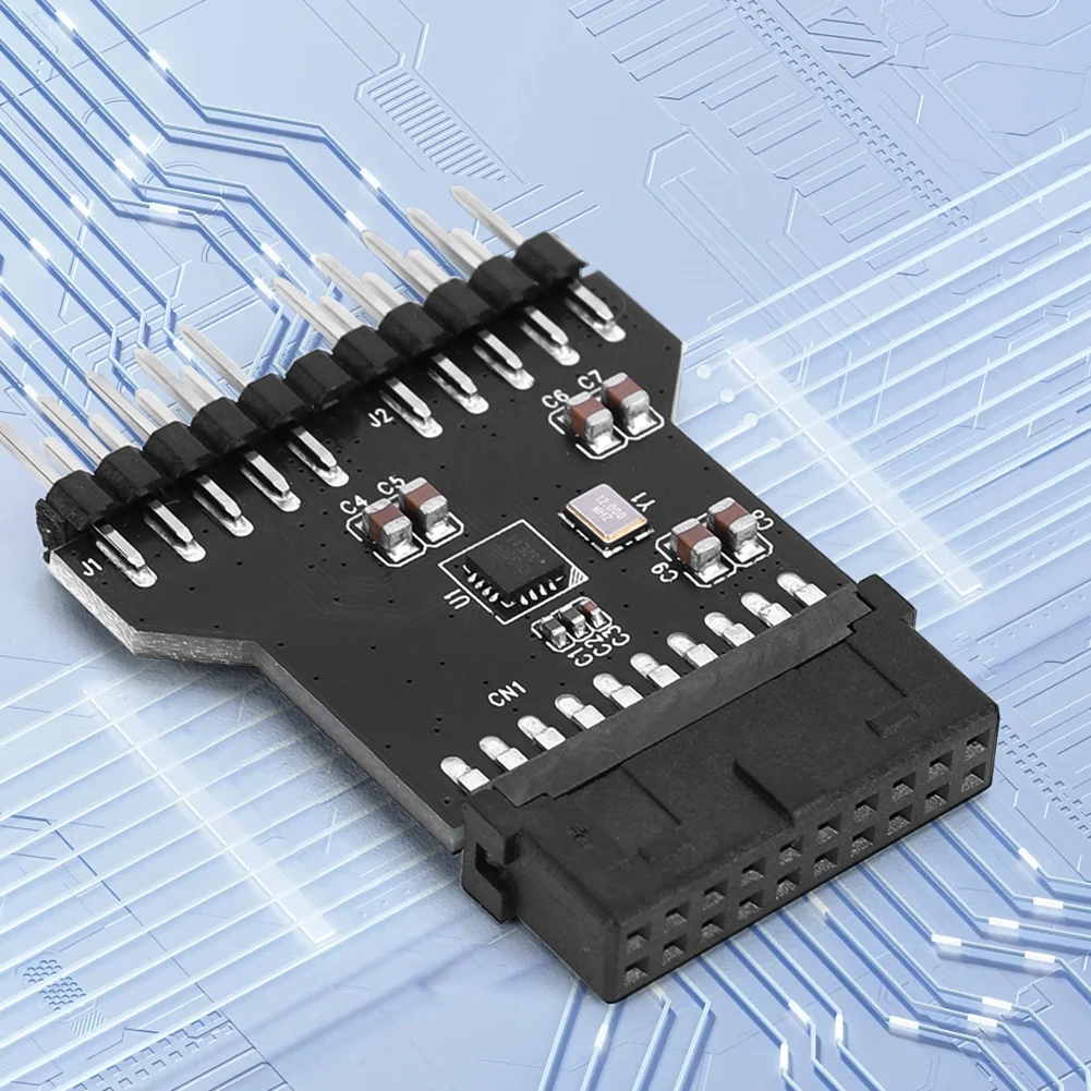 USB 3.0 19PIN To USB 2.0 9PIN Header Splitter Adapter Front Panel Socket Adapter Card for Water Cooling Fan Speed Measurement