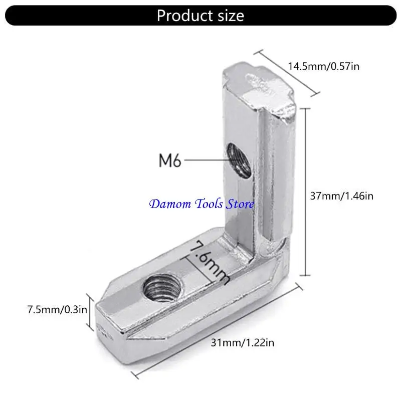 57BE أقواس التعزيز الهيكلي العملي لإطار السلسلة 10 عبوات من الفولاذ المقاوم للصدأ القوي موصلات زاوية 90 درجة #6