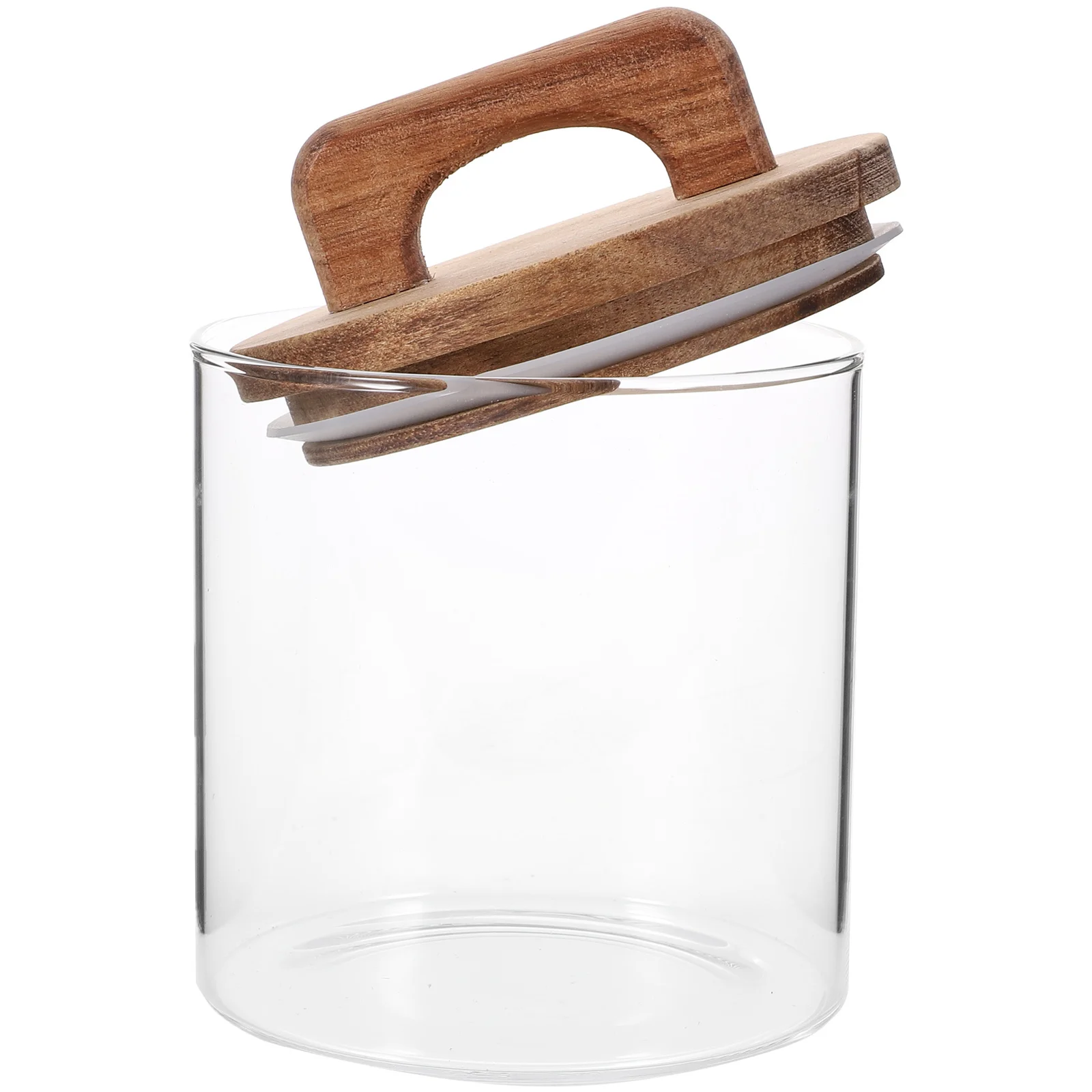 

Glass Canister With Wood Lid Large Capacity Storage Jar Airtight Sealed For Coffee Beans Tea Sugar Kitchen Organizer