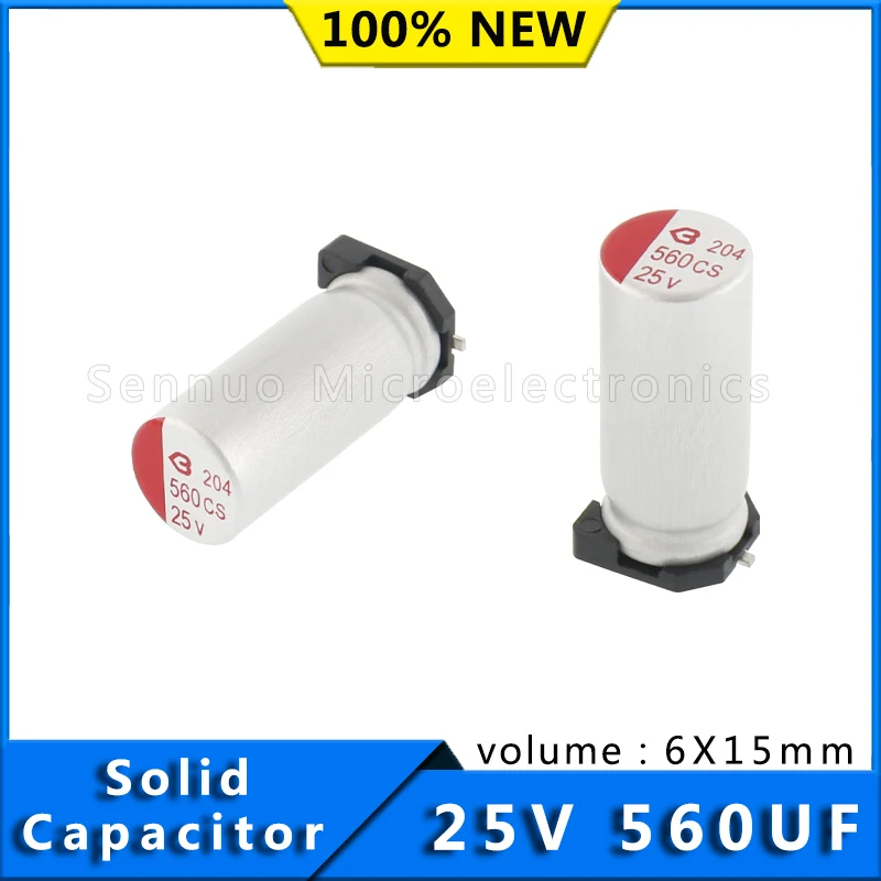 NEW SMD solid capacitors 560UF 25V 6X15mm SMD solid electrolytic capacitors 25V 560UF polymer solid capacitors