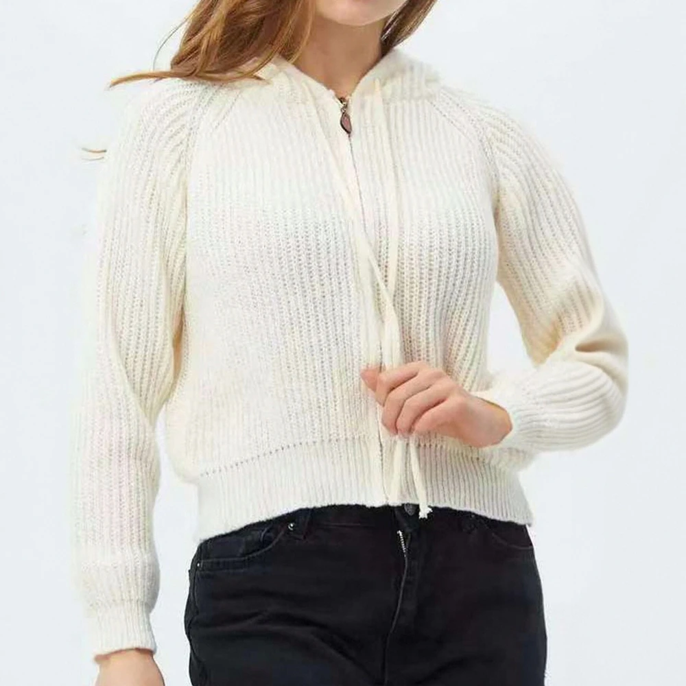 

Осенне-зимние кардиганы 2025, женские элегантные однотонные повседневные кардиганы с завинчивающейся резьбой и длинными рукавами на молнии с капюшоном