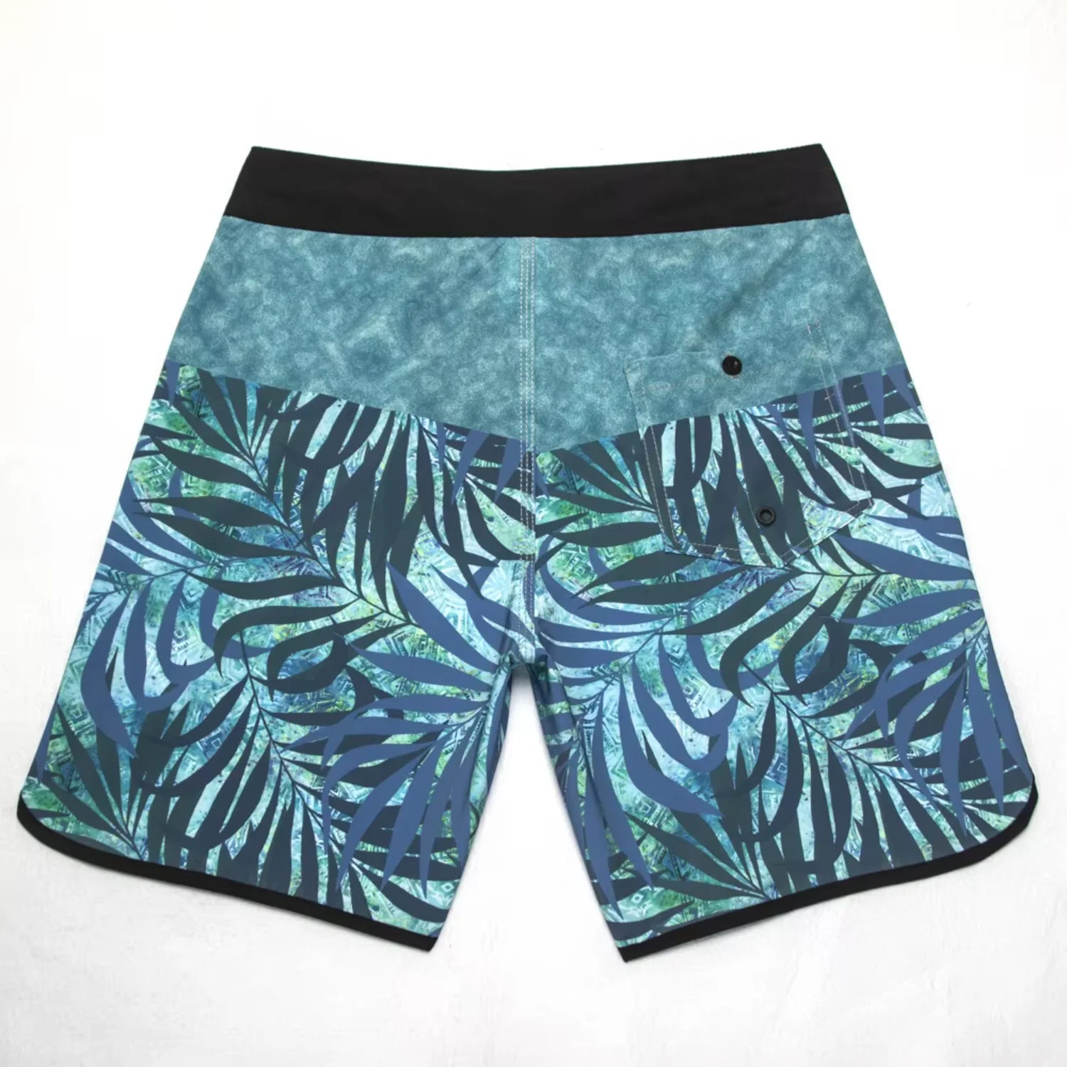 Summer Mens Boardshorts Leaf Printed 4-way Stretch Quick-dry Waterproof Thin Beach Shorts Surf Swim Trunk Bermuda Swimwear