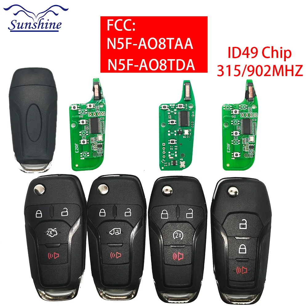 

N5F-A08TDA/N5F-A08TAA ID49 Chip 315/902MHz Car Remote Key For Ford Escort Transit Explorer Fusion Ranger Raptor F150 F250 F350