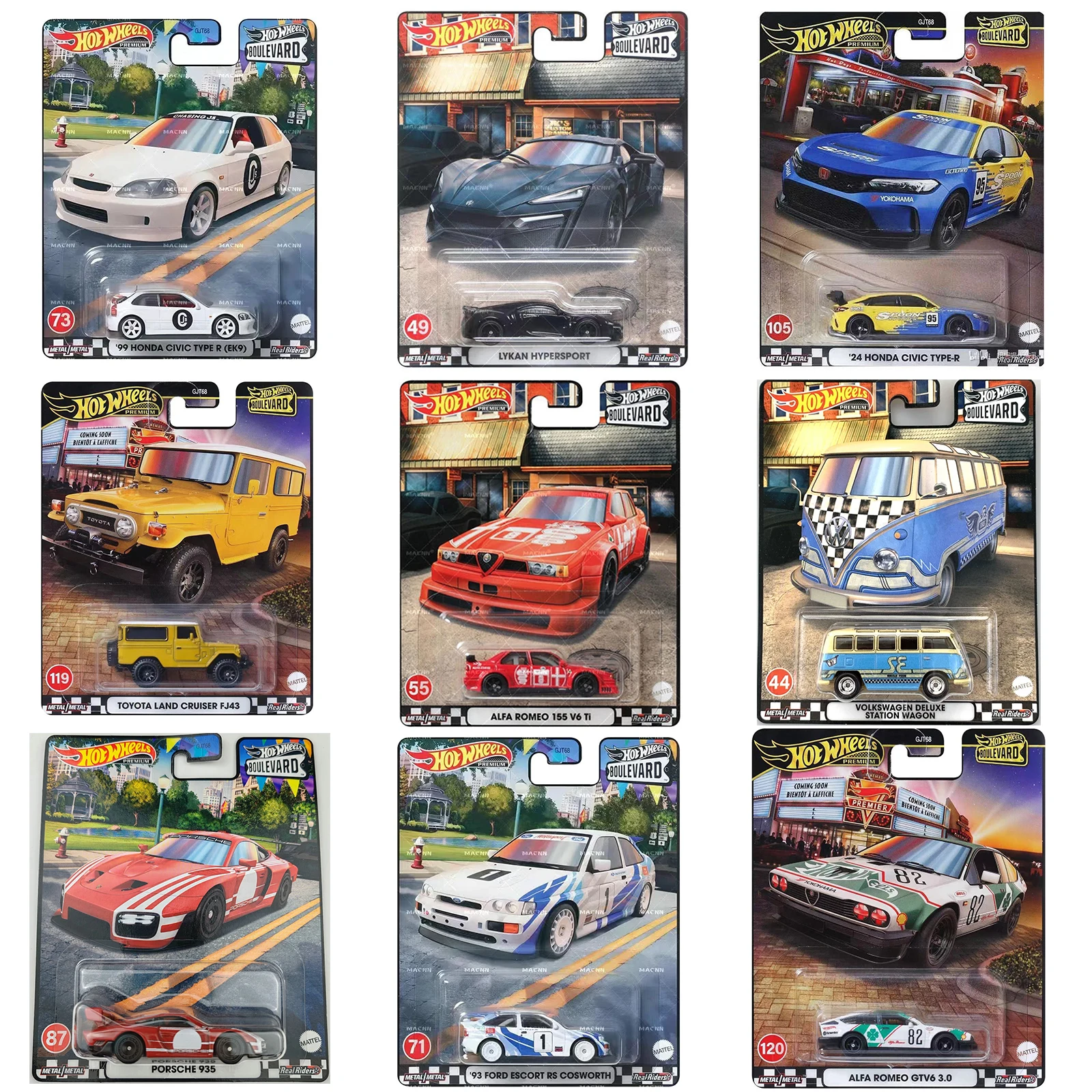 VENTA1 GJT68 HOT WHEELS 1:64 honda civic ek9 holden monaro tts E 36 GR Supra Bugatti Chiron BNR32 Fiat 500 modelo de coche