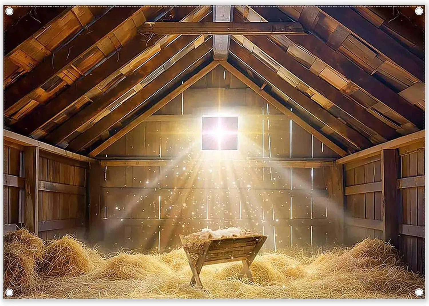 Birth of Jesus Nativity Manger Scene Christmas Backdrop, Holy Family Barn Stable Christian Party Photography Photo Background