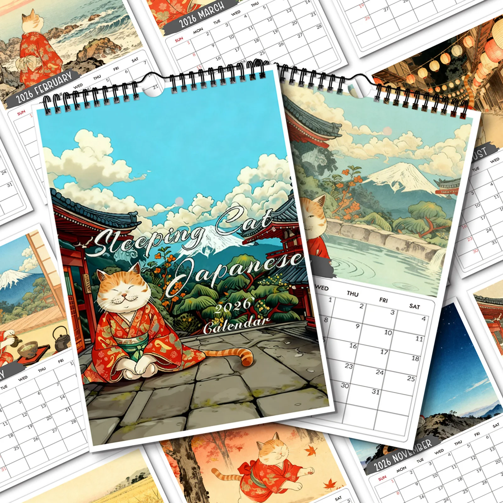 

1PC 2026 Spiral Calendar, Elegant Cat Theme,Suitable for Home,Wonderful Gift for Culture Enthusiasts,Ideal Celebration Gifting
