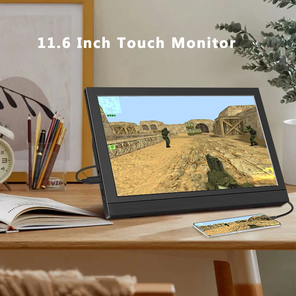 11.6 Inch Portable Touch Monitor 1366x768 60Hz Plastics Computer Dispaly HDMI-Compatible For Laptop PC Xbox Switch Gaming Screen