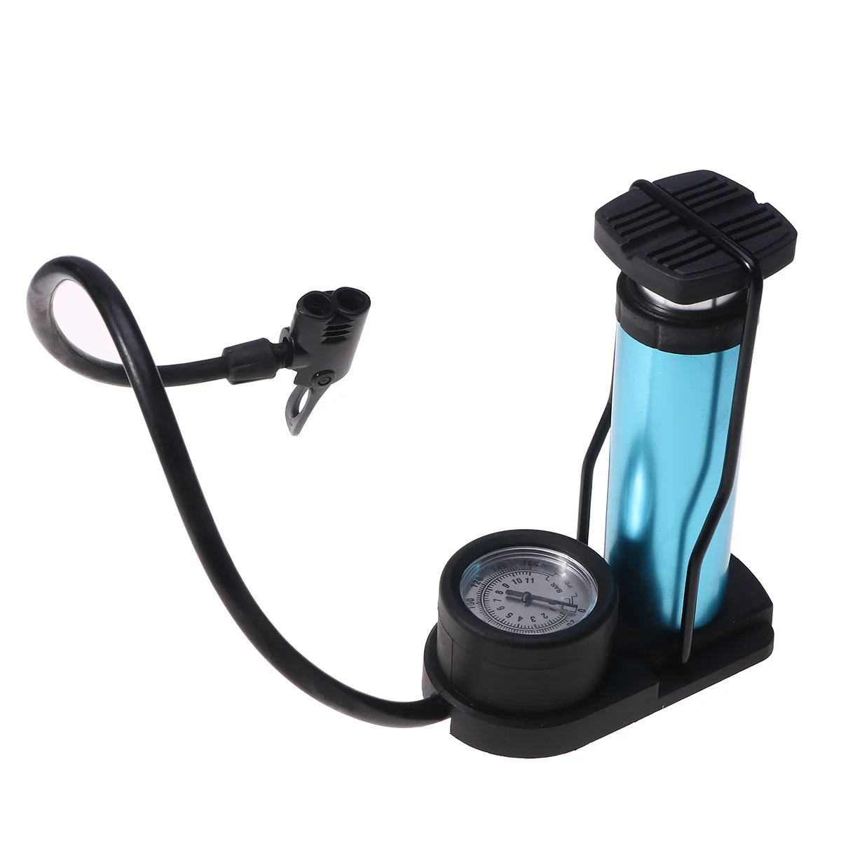 

Mini Portable High-Pressure Foot Pump Blue Activated Bike Tire Floor Inflator Universal Valve Compatible High-Pressure Tire