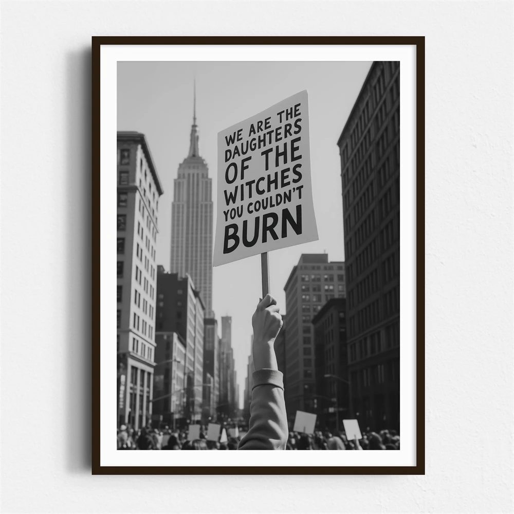 Black and White Poster Feminist Protest Print Women's Rights Print Retro Activist Feminism Art Vintage Woman Canvas Painting