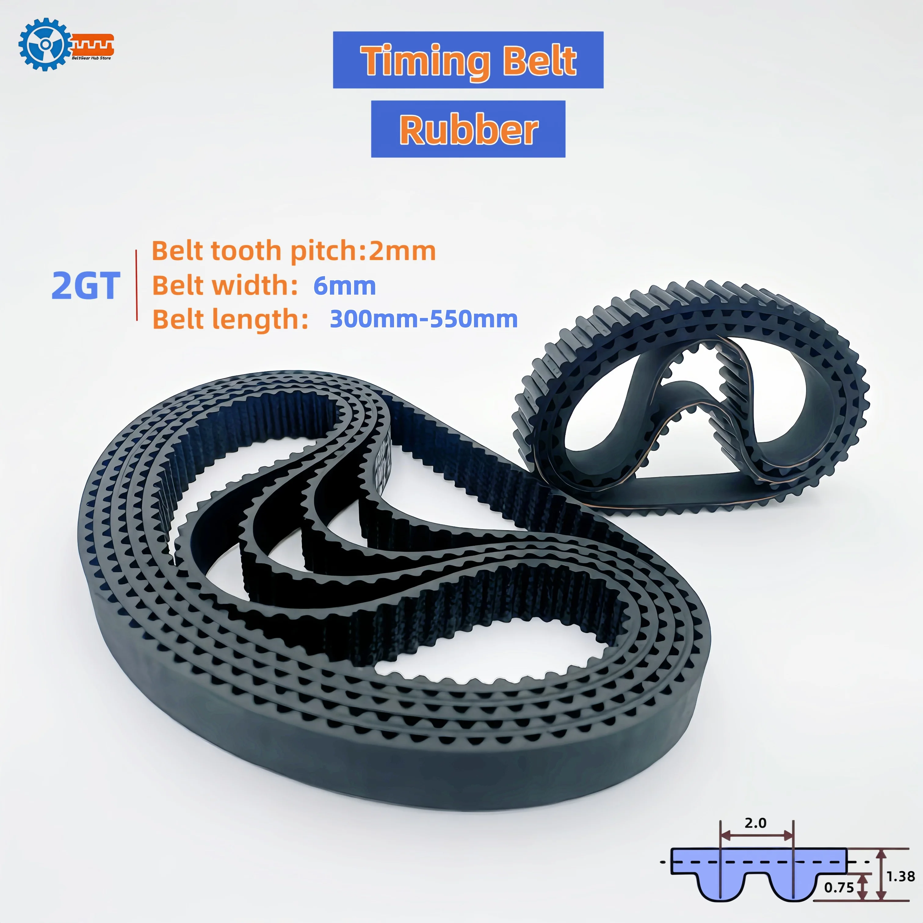 3D Printer Belt GT2 Closed Loop Rubber 2GT Timing 300 350 360 370 380 400 410 420 426 428 430 440 448 Length 470mm 506mm 550mm