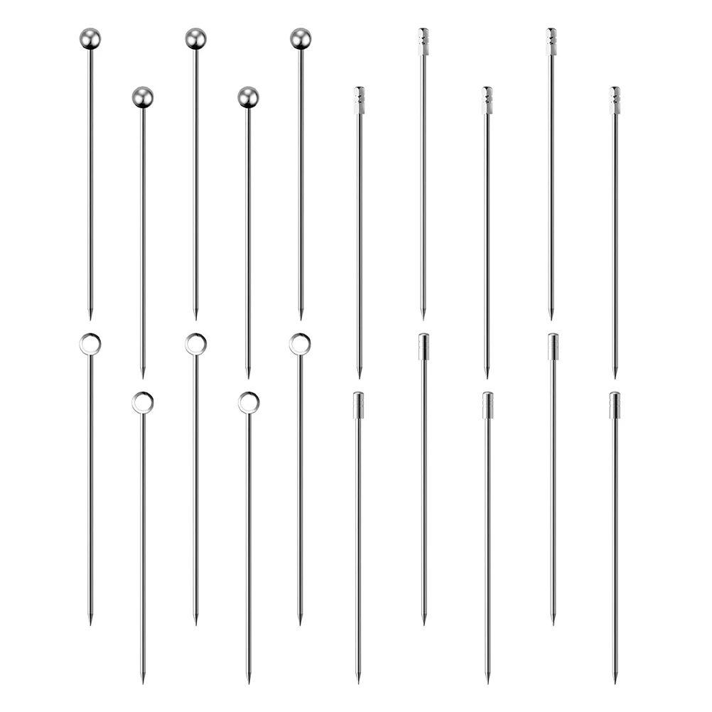 

20 Pcs Stainless Steel Cocktail Picks Fruit Snack Sticks Decorative Bar Tools Party Supplies Home Restaurant Hotel Use