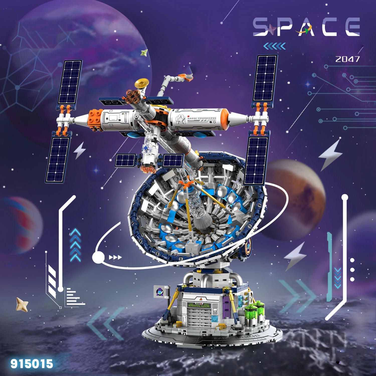 Bloc de construction d'observatoire, univers créatif, modèle Radio télescope, brique à vapeur, jouets éducatifs, Collection pour cadeaux