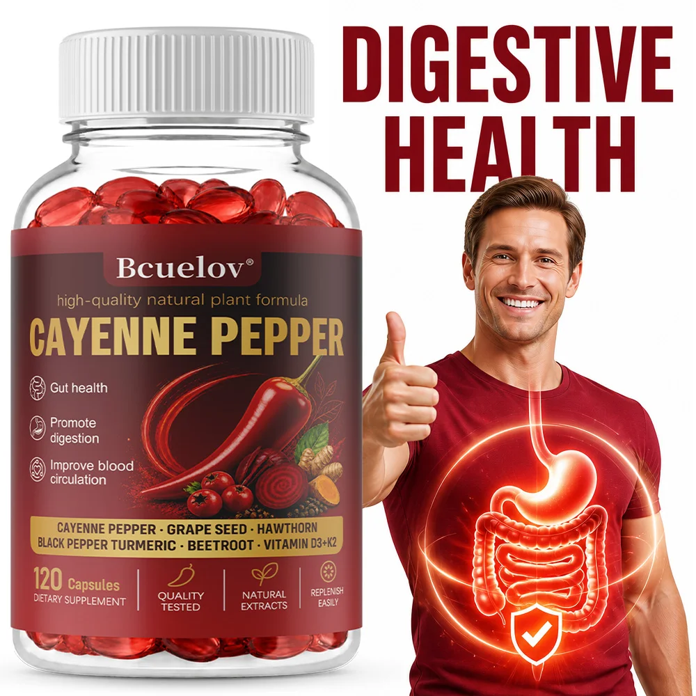 Cayenne Pepper Capsules, Supports Cardiovascular Health, Improves Digestion & Blood Circulation, 120 Softgels