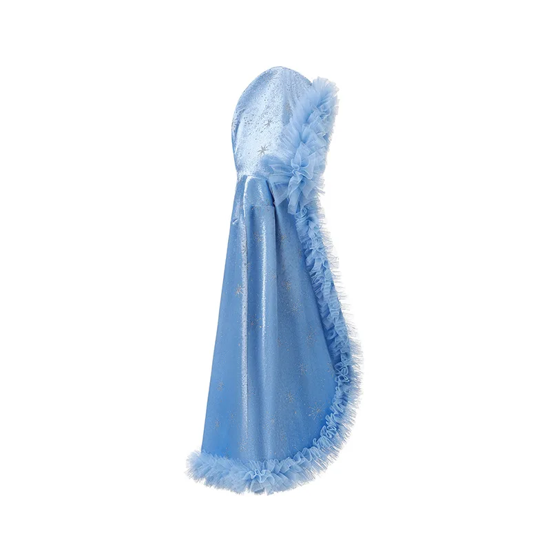 Disney Frozen Princess Elsa Cape Draped Over Shawl Hooded Windproof Cape Girl Birthday Carnival Party Character Outfit Cutesweet