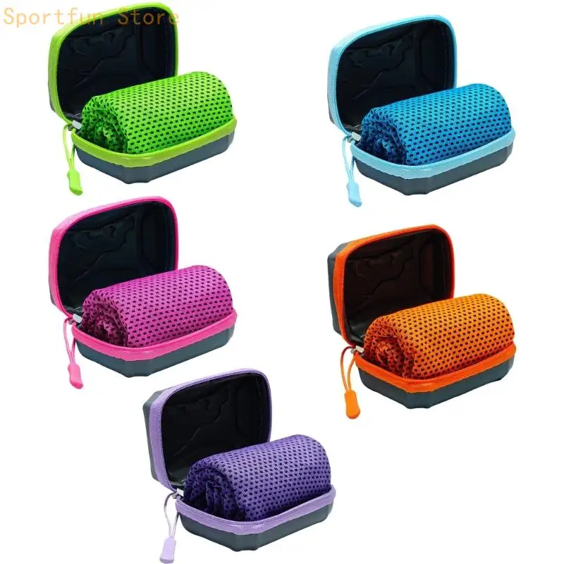 Sports Towel Set, 5 Pack Cooling Towels with Storage Cases for Gym Workouts X7JD