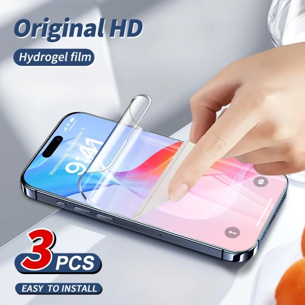 

3Pcs Ultra Clear Hydrogel Film for iPhone 17 16 15 14 13 Pro Max Air 16 15 14 Plus 12 11 Pro Mini Anti-Scratch Screen Protector