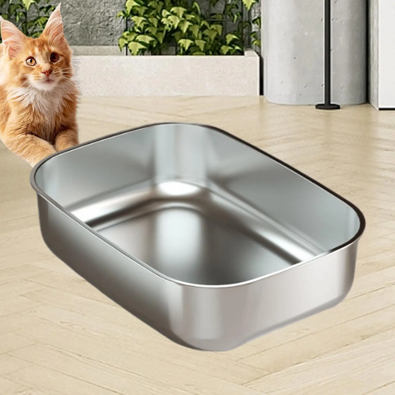 Deep Litter Box Sandbox Portable Cat Litter Container Open Top Pet Litter Tray High Sided Litter Pan for Rabbits