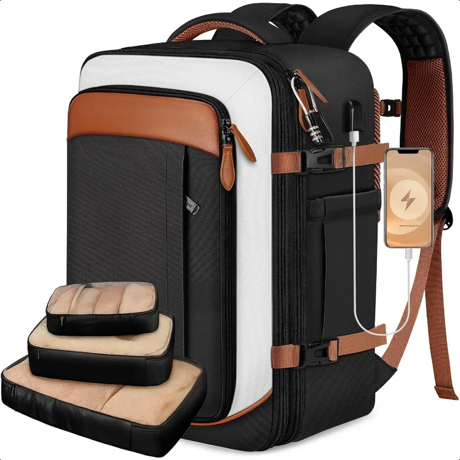 

Flight Appd 40L Expandable Carry On Travel Backpack Lightweight Weekend Short Trip Travel Bag with 3 Packing Cubes WaterResista