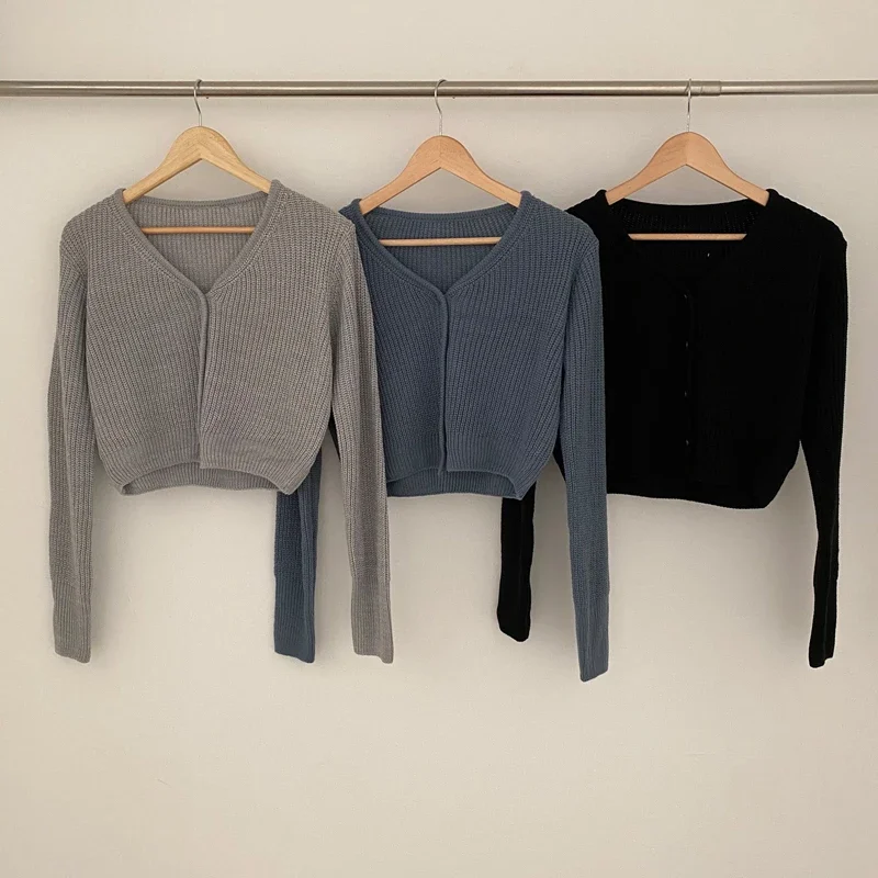 Fall 2022new sweater cardigan women korean fashion casual knitted ladies tops cute sexy streetwear cropped cardigan dropshipping