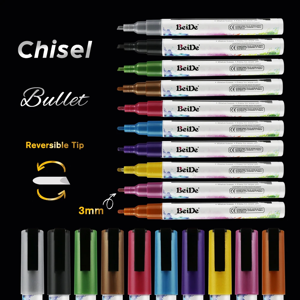 Liquid Chalk Marker Metallic 10 colors Glass Marker Pen Graffiti Drawing Wet Erase