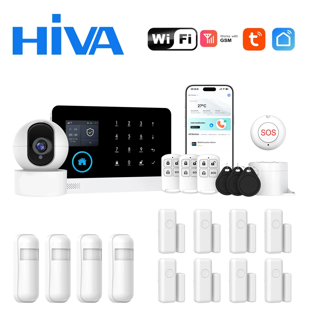 PG-103 Home Security Alarm System Wifi GSM Alarm Intercom Remote Control Autodial 433MHz Detectors IOS Android Tuya APP Control