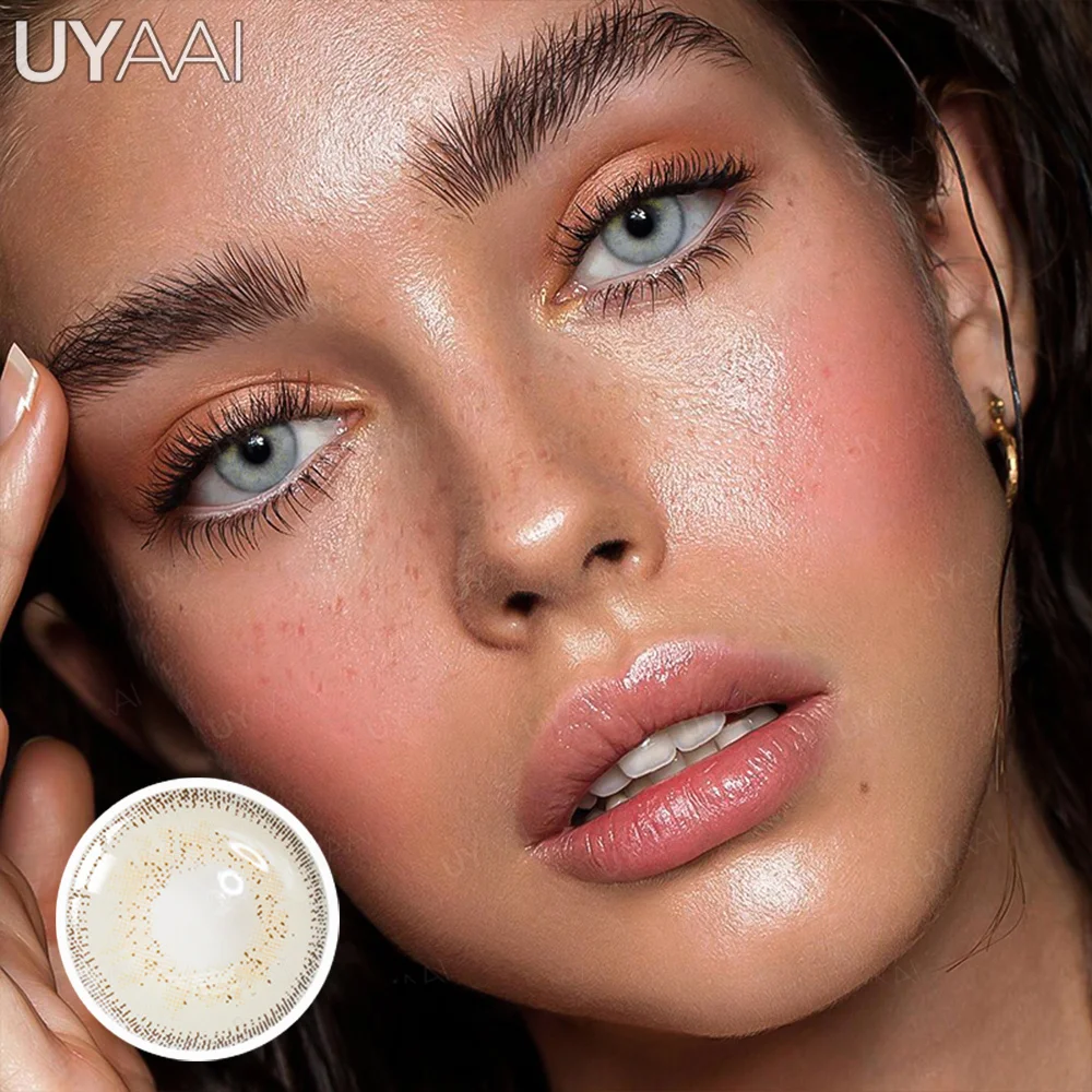 UYAAI élèves de couleur naturelle pour les yeux 1 paire de lentilles noires cosmétiques lentilles de beauté marron Contact pour les yeux bleu vert y2k Colorcon