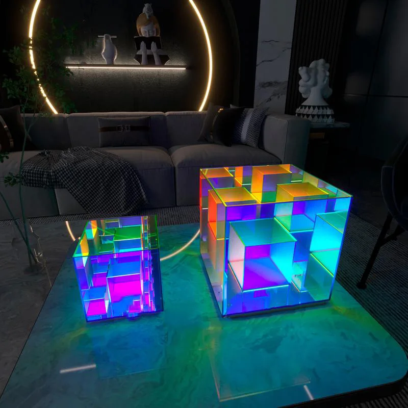 

RGB 3D Cube Acrylic Night Light Creative Design USB Charging Lamp LED Decoration Table Lighting for Home Livingroom Bar Club