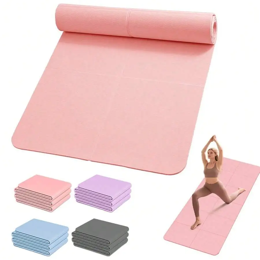 

1pc Folding Yoga Mat Thick Yoga Mat Water Proof Yoga Mat Comfortable No-Slip Yoga Mat 183*61*0.4cm/0.5cm Soft Cushion Fitness Mat Double-Sided Anti-Slip Yoga Mat Exercise Mat For Sports Fitness, Fitness Floor Mat , Gym Set ,Suitable For Gift Giving,Mother