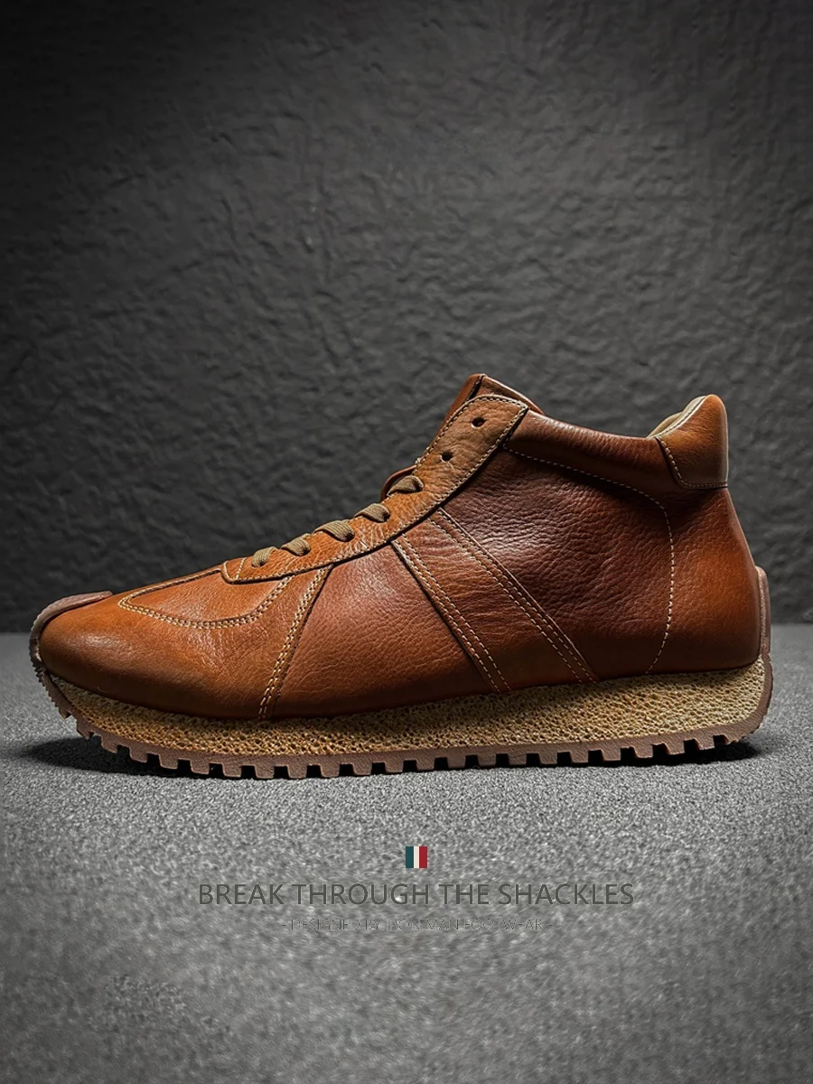 

American Sle Boots Men's Soft Bot Retro Faion High Top Casual oes Top Layer Cowhide High Sense Men's Deqin oes