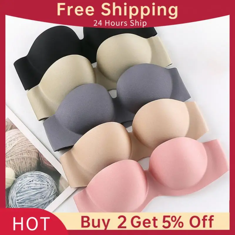 Sexy Non-slip Strapless Bra Women Push Up Bra Underwear Soild Color Lingerie Seamless Without Straps Bralette Brassiere