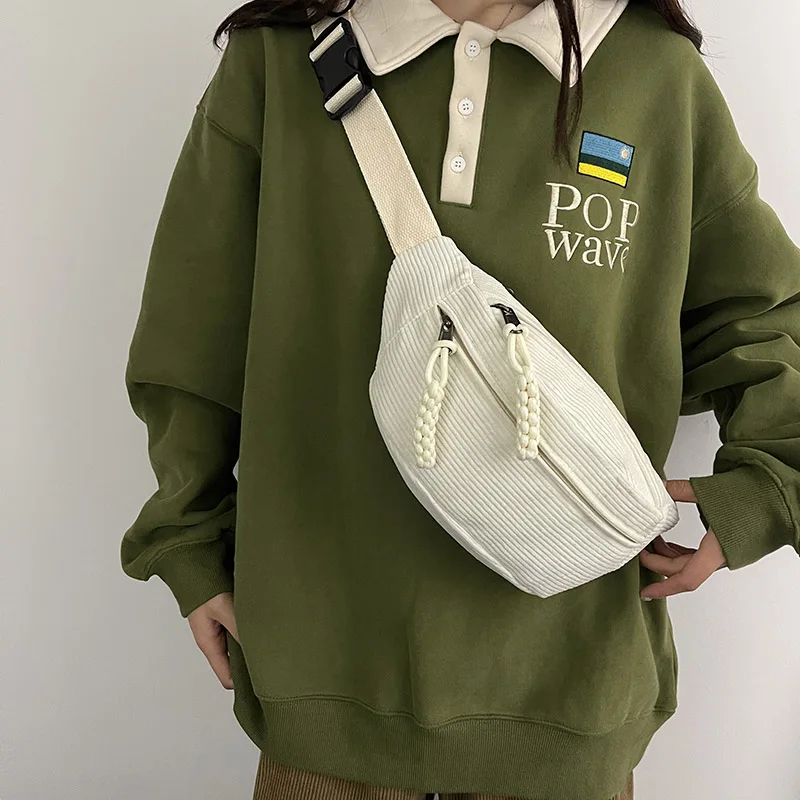 Casual Cord Gürtel Taschen für Frauen Mode Fanny Pack Weibliche Banane Taille Tasche Hüfte Geldbörse Schulter Crossbody Brust Tasche Tasche – Detail 7