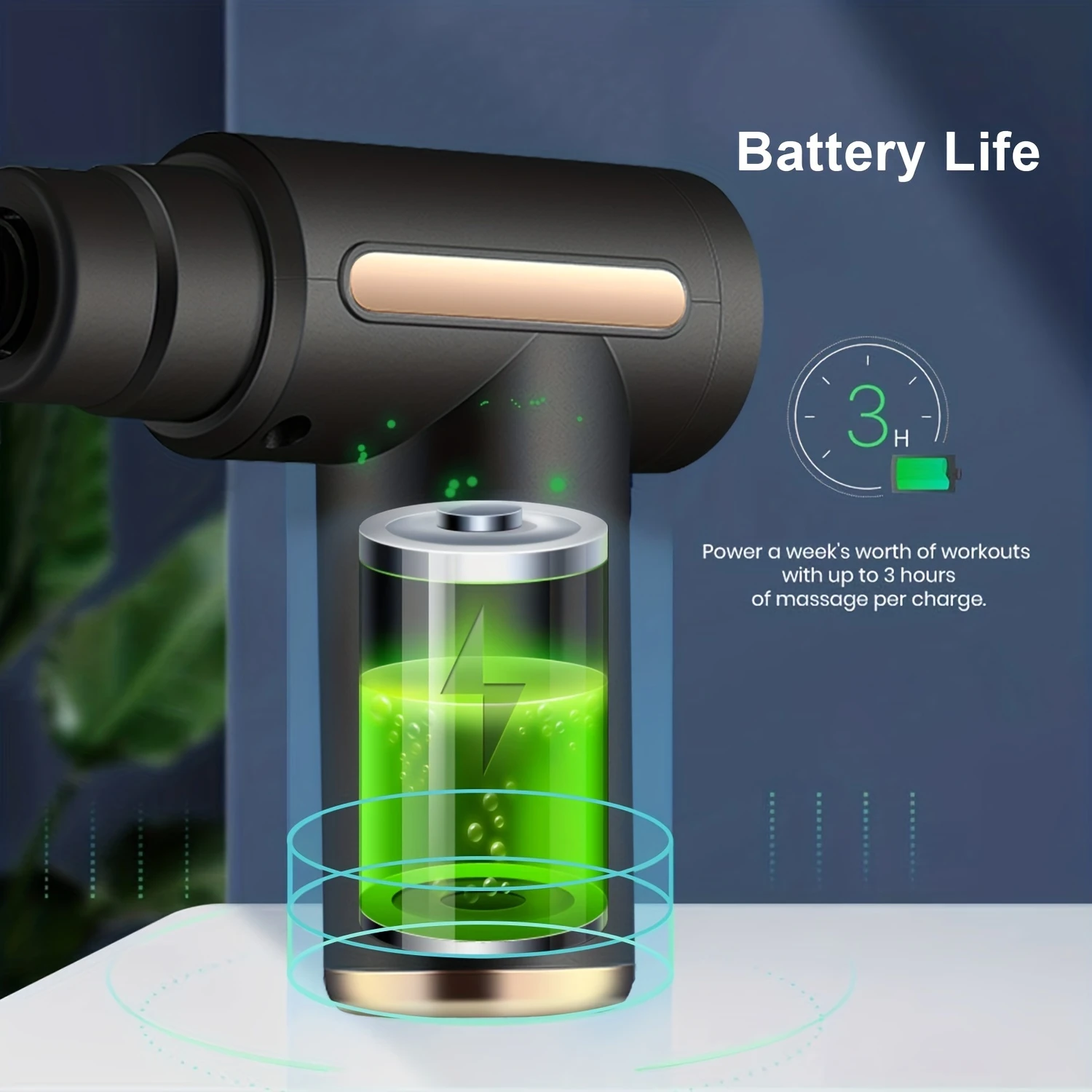 1pc Portable Deep Tissue  Massager Gun with 6 Intensity Levels, 4 Heads, and Ultra-Quiet Brushless Motor - Relieves Muscle Tensi