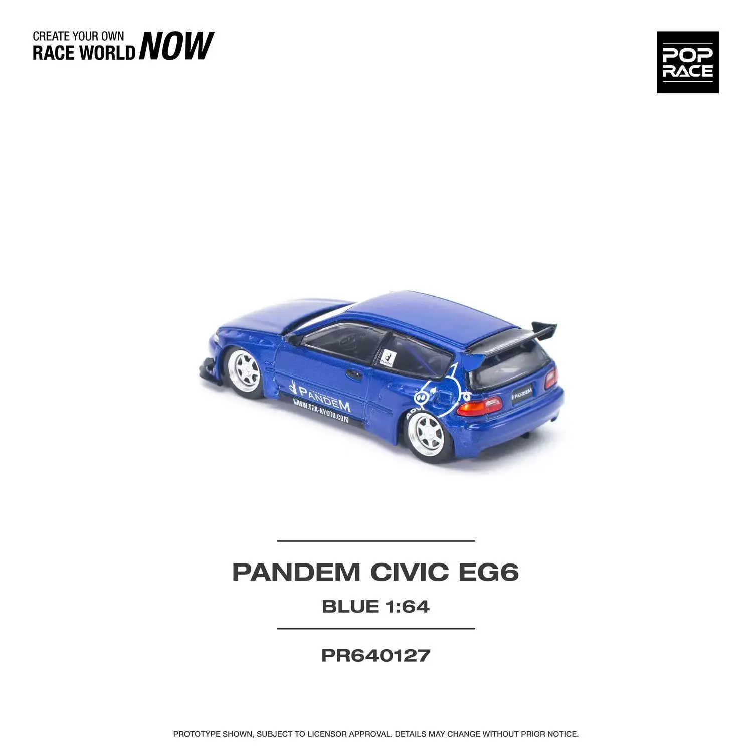 سباق البوب متوفر 1:64 Pandem Civic EG6 الأزرق صاروخ الأرنب دييكاست ديوراما نموذج جمع ألعاب مصغرة