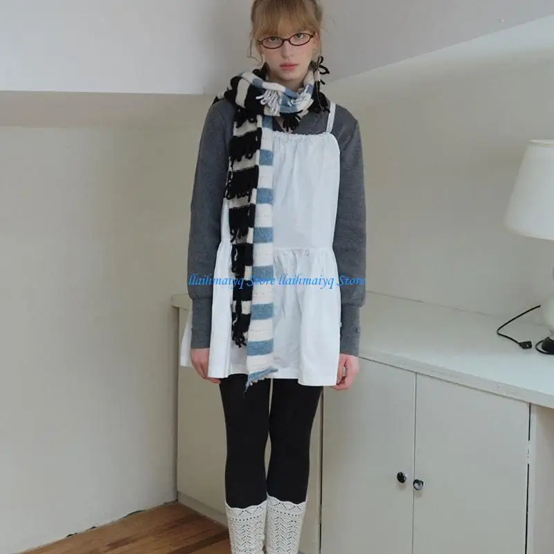 

573B Women's Wool Blend Warm Scarf Long Skinny Soft Scarves Fashion Neckerchief for Cosplay and Holiday Outfits