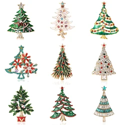 Christma’s Rhinestone Christmas Tree Brooches for Women Unisex Enamel Botanical Pins Event Party Decoration Clothes Accessories