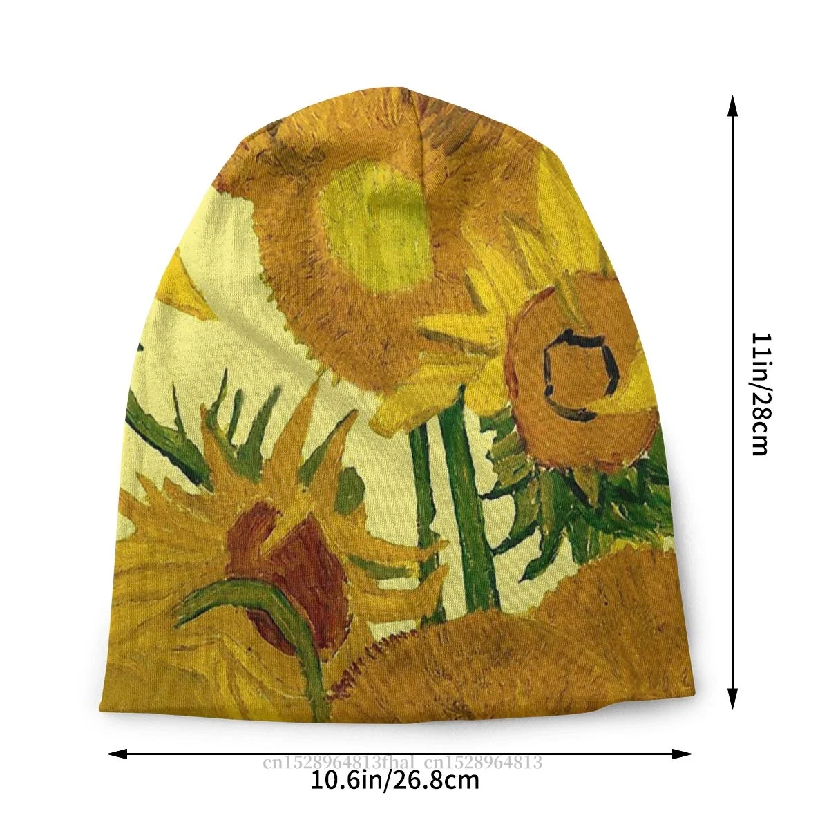 Oil Painting Fashion Beanie Hats Sunflowers Famous Painter Thin Hat Bonnet Special Skullies Beanies Caps Men Women's Earmuffs