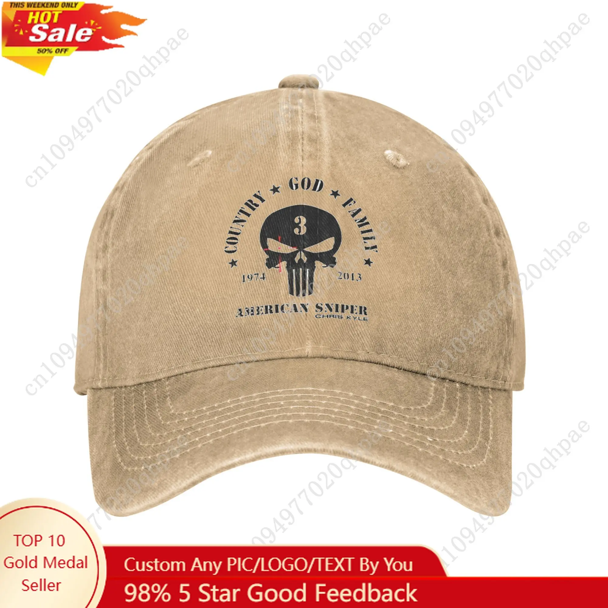 

Vintage Chris Kyle American Sniper Tribute Baseball Cap Men Women Distressed Washed Sun Cap Navy Seals Team 3 Outdoor Gift Hats